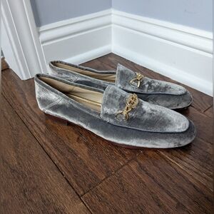 Sam Edelman Loraine Prima Grey Velvet Horsebit Loafers Size 8